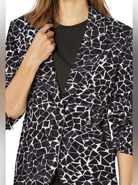 Norma Kamali black and white Mosaic Pattern Women's Blazer, size XS